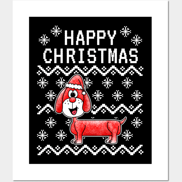 Dachshund Ugly Christmas Dog Lover Xmas 2022 Wall Art by doodlerob